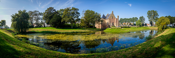 Radboud Castle (Kasteel Radboud), a castle on the east bank of the harbour in Medemblik, North Holland, West-Frisia, Netherlands