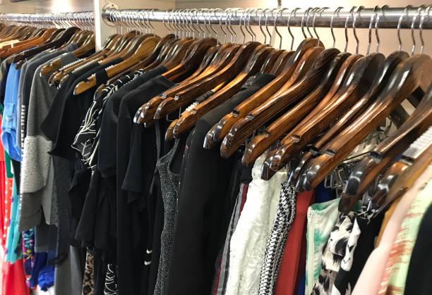 istock Different women's clothes lined up on the hanger 1298989147