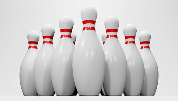 3d render bowling skittles isolated on white background.digital image illustration. - boliche de dez paus imagens e fotografias de stock