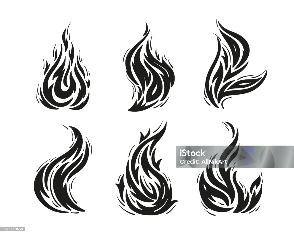 Vetores de Silhuetas De Chamas Do Vetor Set Of Fire Desenho De Ícones De  Tatuagem De Chamas De Fogo Preto E Branco e mais imagens de Chama - iStock