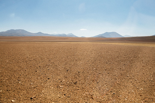 Scenic view of mountains and volcanoes in Altiplano, Bolivia