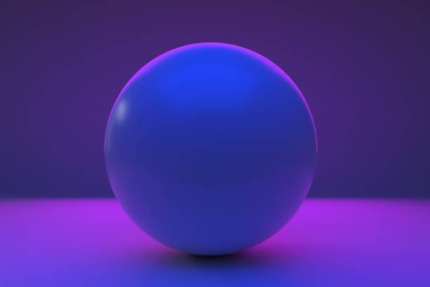 istock Blue sphere ball on purple light background 1298995310