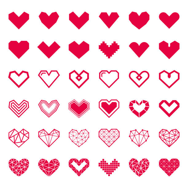 Hearts Geometric vector hearts icons. Different variations and shapes. bad heart stock illustrations