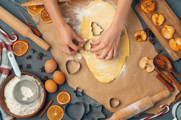 istock female hands making cookies from fresh dough at home 1299000420