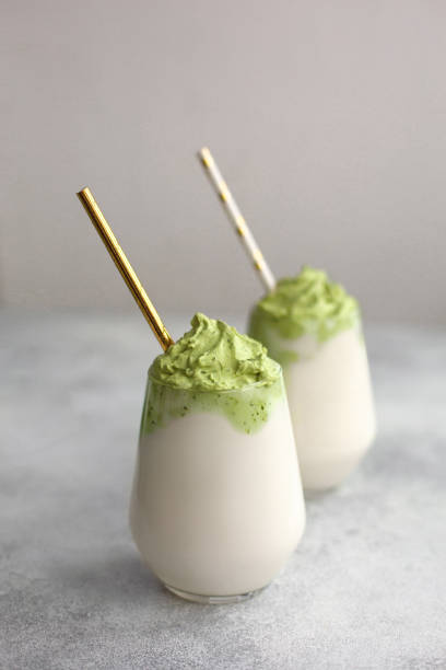 istock Homemade Dalgona matcha latte. A trendy drink from Korea. 1299006533