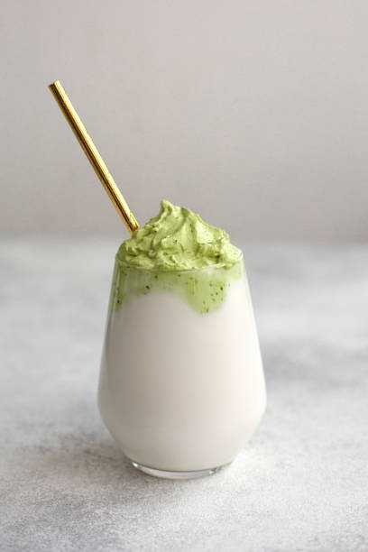 istock Homemade Dalgona matcha latte. A trendy drink from Korea. 1299006542