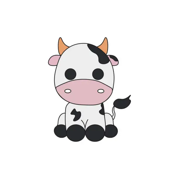 Vector illustration of Cartoon bull, cow, calf. Vector illustration