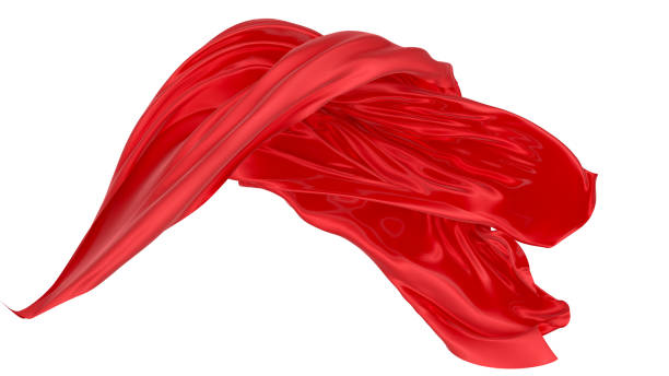 istock Beautiful flowing fabric of red wavy silk or satin. 3d rendering image. 1299011136