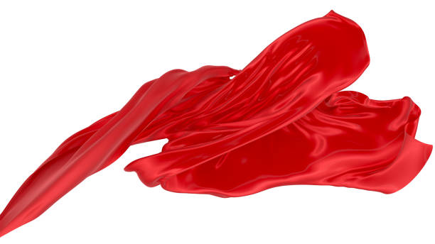 istock Beautiful flowing fabric of red wavy silk or satin. 3d rendering image. 1299011189