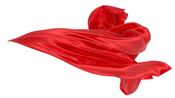istock Beautiful flowing fabric of red wavy silk or satin. 3d rendering image. 1299011240