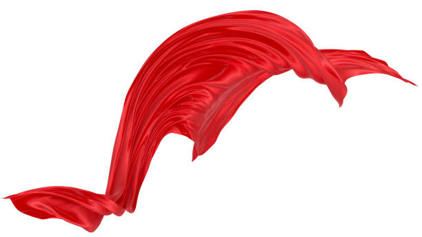 istock Beautiful flowing fabric of red wavy silk or satin. 3d rendering image. 1299011304