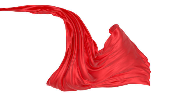 istock Beautiful flowing fabric of red wavy silk or satin. 3d rendering image. 1299011952