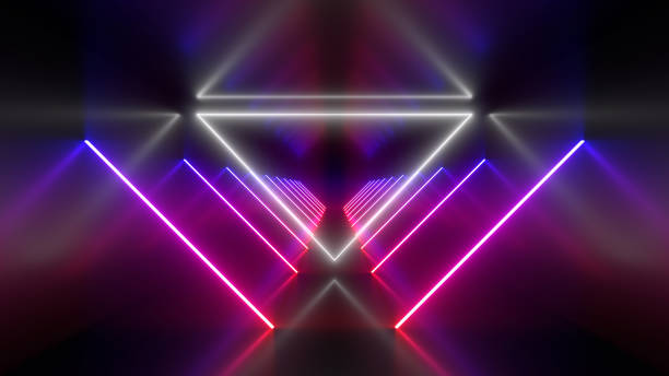 istock Sci Fy neon lamps in a dark tunnel. Reflections on the floor and walls. 3d rendering image. 1299013614