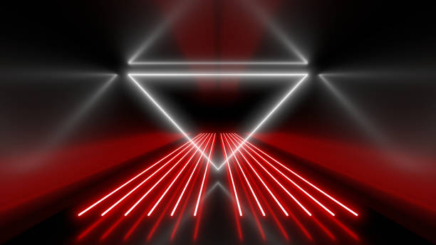 istock Sci Fy neon lamps in a dark tunnel. Reflections on the floor and walls. 3d rendering image. 1299014723