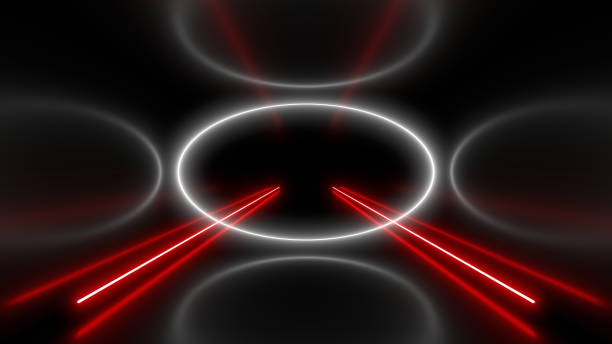 istock Sci Fy neon lamps in a dark tunnel. Reflections on the floor and walls. 3d rendering image. 1299015492