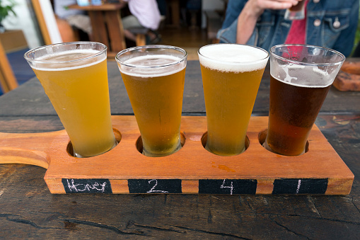 Four Beers for Tasting in a Pub