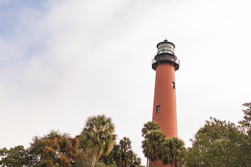 The Jupiter Lighthouse in Jupiter, Florida at Mid-Day in January of 2021
