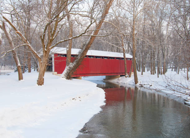 istock Covered Bridge in the snow-Howard County Indiana 1299027304