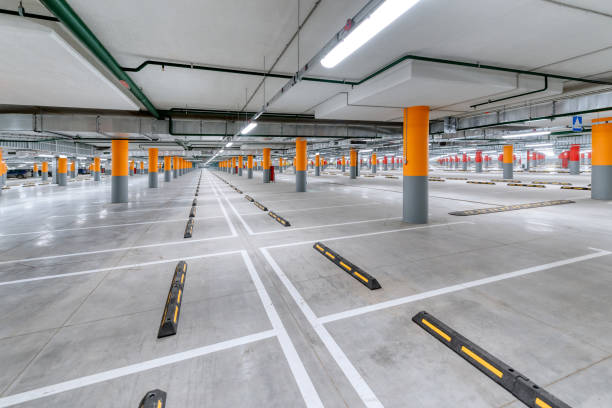 istock Large underground parking for cars 1299027537