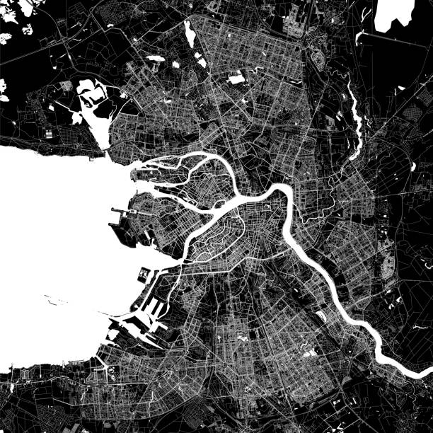 Saint Petersburg, Russia Vector Map Topographic / Road map of St. Petersburg, Russia. Original map data is open data via © OpenStreetMap contributors. All maps are layered and easy to edit. Roads are editable stroke. pushkin st petersburg stock illustrations