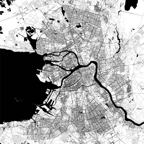 Saint Petersburg, Russia Vector Map Topographic / Road map of St. Petersburg, Russia. Original map data is open data via © OpenStreetMap contributors. All maps are layered and easy to edit. Roads are editable stroke. pushkin st petersburg stock illustrations