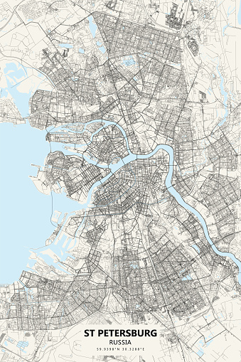 Saint Petersburg, Russia Vector Map