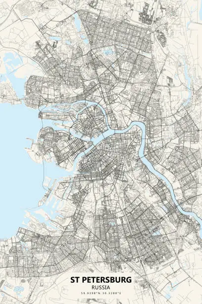 Vector illustration of Saint Petersburg, Russia Vector Map