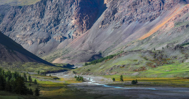 istock Mountain valley, above a river, panorama landscape, Altay 1299036342