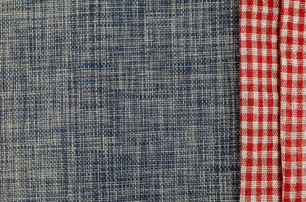 istock Red checkered blue denim cloth napkin. 1299037059