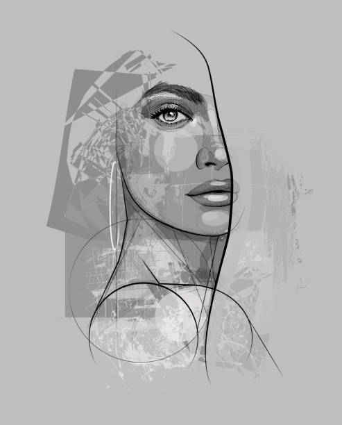 Beautiful young sexy woman in sketch style Beautiful young sexy woman in sketch style - vector illustration portrait drawings stock illustrations