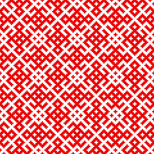 Seamless traditional Russian and slavic ornament made by squares . Seamless traditional Russian and slavic ornament .Symmetric view in the form of squares. slavic culture stock illustrations