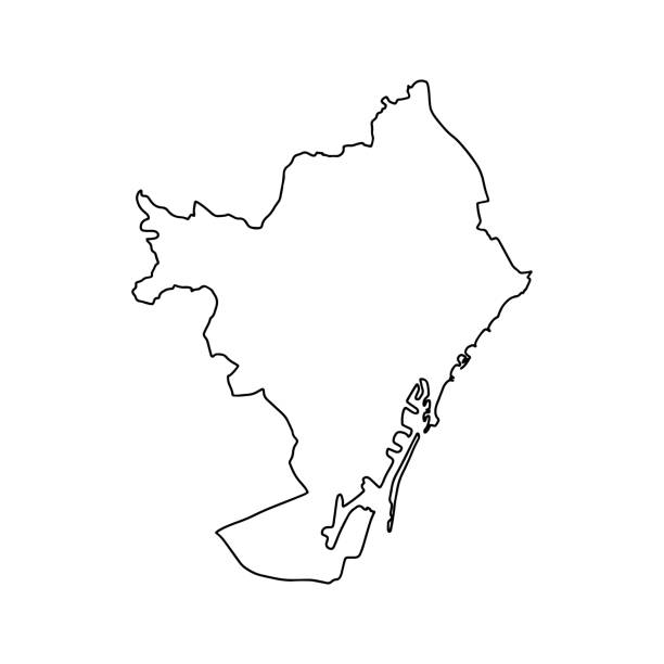 Outline map of Barcelona white background. Vector map with contour. barcelona stock illustrations
