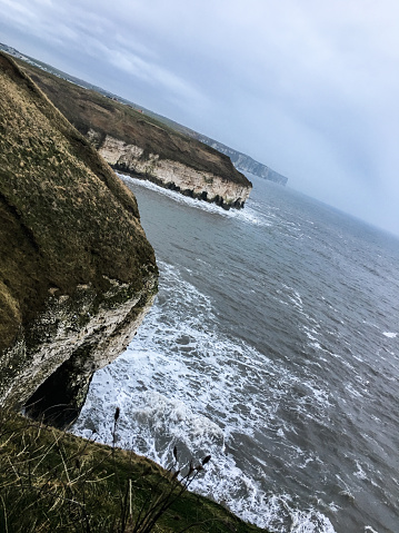scenic view of the cliffs in englands east coast town flamborough