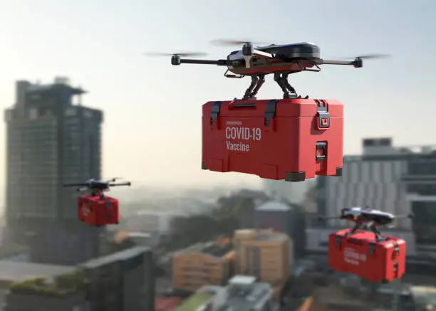 Photo of Drones deliver the COVID-19 vaccine into the city.