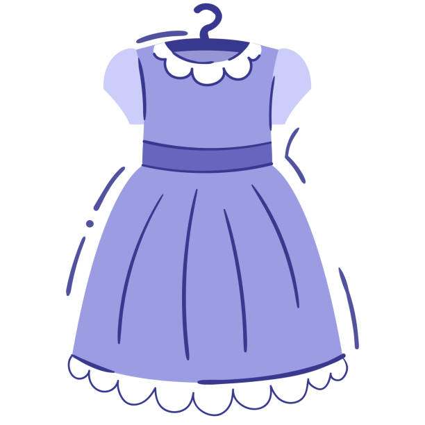 Baby Girl Dress On Hangerin Hand Drawn Style Single Isolated Vector Drawing  Stock Illustration - Download Image Now - iStock