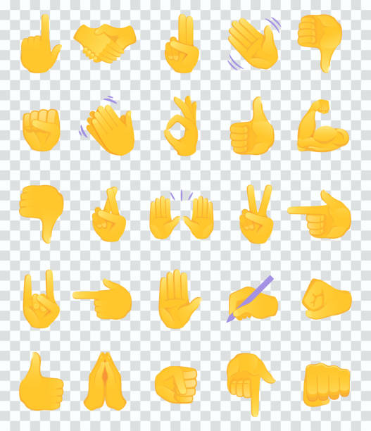 Hand gesture emojis icons collection. Handshake, biceps, applause, thumb, peace, rock on, ok, folder hands gesturing. Set of different emoticon hands isolated on transparent background vector illustration. Hand gesture emojis icons collection. Handshake, biceps, applause, thumb, peace, rock on, ok, folder hands gesturing. Set of different emoticon hands isolated on transparent background vector illustration. talk to the hand emoticon stock illustrations