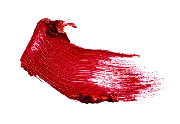istock Glossy red lipstick stain swatch isolated on white 1299053650