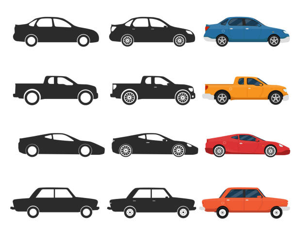 Flat style. Side view, profile.