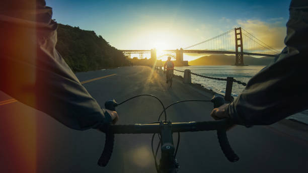 istock POV bicycle riding: commuter with road racing bike in San Francisco 1299059459