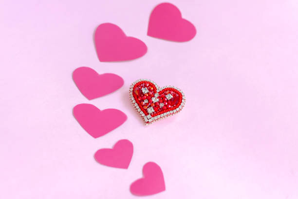 istock Red heart made of beads. Pink hearts. 1299060019