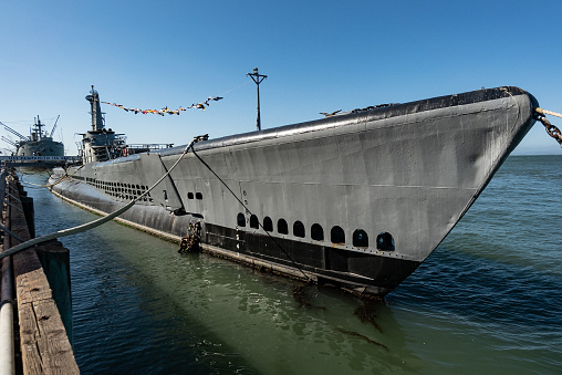 New York, NY, USA - October 2, 2023: View of the aircrafts on the Intrepid Sea, Air and Space Museum in Manhattan