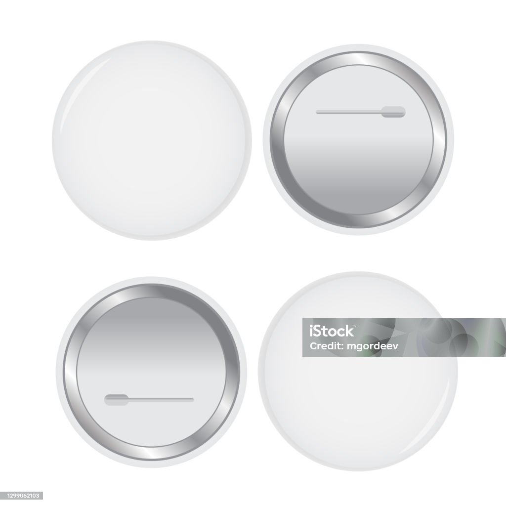 White Pin Button Vector Pin Button Realistic Badge Stock Illustration ...