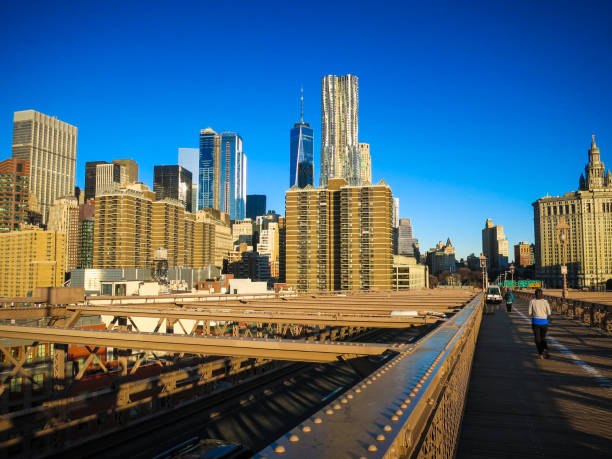 New York Brooklyn bridge on autumn or winter
