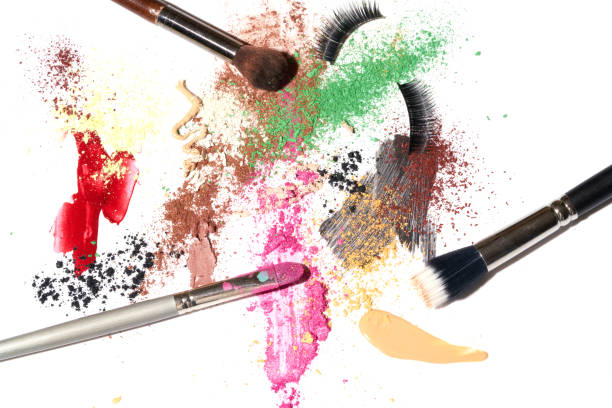 istock makeup beautiful closeup cosmetics mess broken eyeshadow for art. Background for makeup artists 1299067852