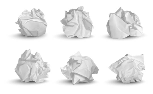 illustrazioni stock, clip art, cartoni animati e icone di tendenza di palle accartocciate. l'idea della carta spazzatura 3d nota simboli spazzatura immagini realistiche vettoriali decenti - paper crumpled white crushed