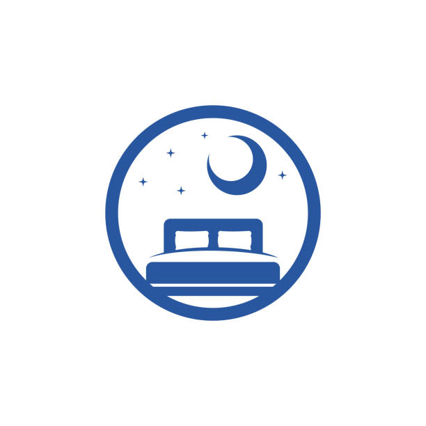 illustrazioni stock, clip art, cartoni animati e icone di tendenza di design del logo vettoriale del negozio del letto. - bedroom pillow duvet blanket