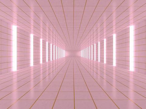 Abstract empty illuminated tunnel