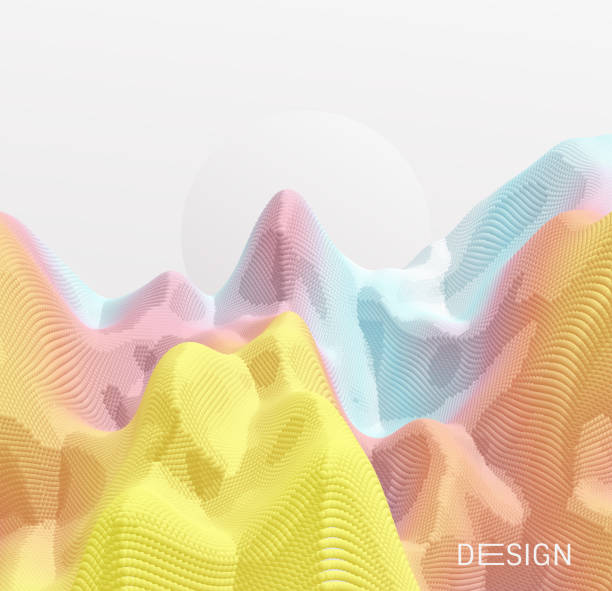 istock Landscape with mountains and moon. Mountainous terrain. 3D abstract background. Futuristic vector illustration. 1299073160