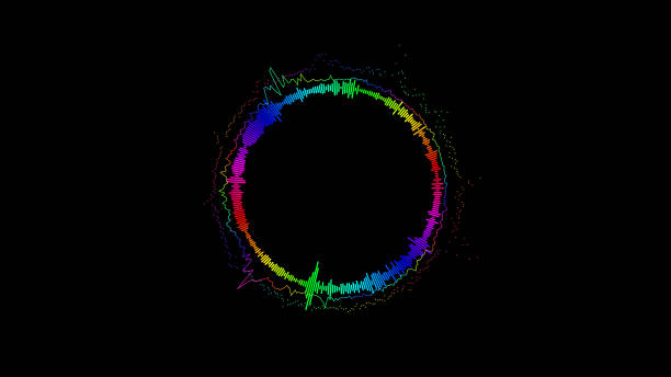 3D rendering of a colorful musical bar showing volume on black background