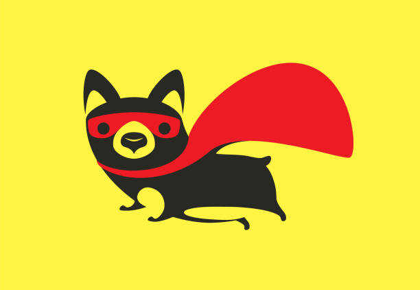 ilustrações de stock, clip art, desenhos animados e ícones de superhero dog symbol - heroes dog pets animal
